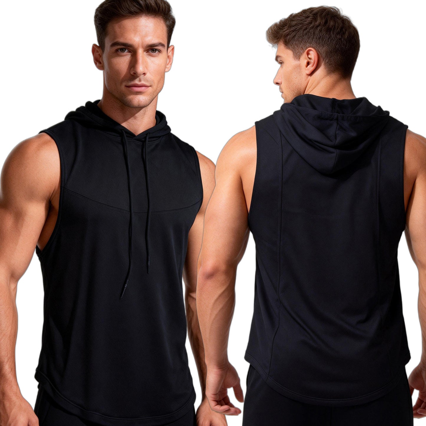 Men's High-Elastic Breathable Fitness Vest With Hood