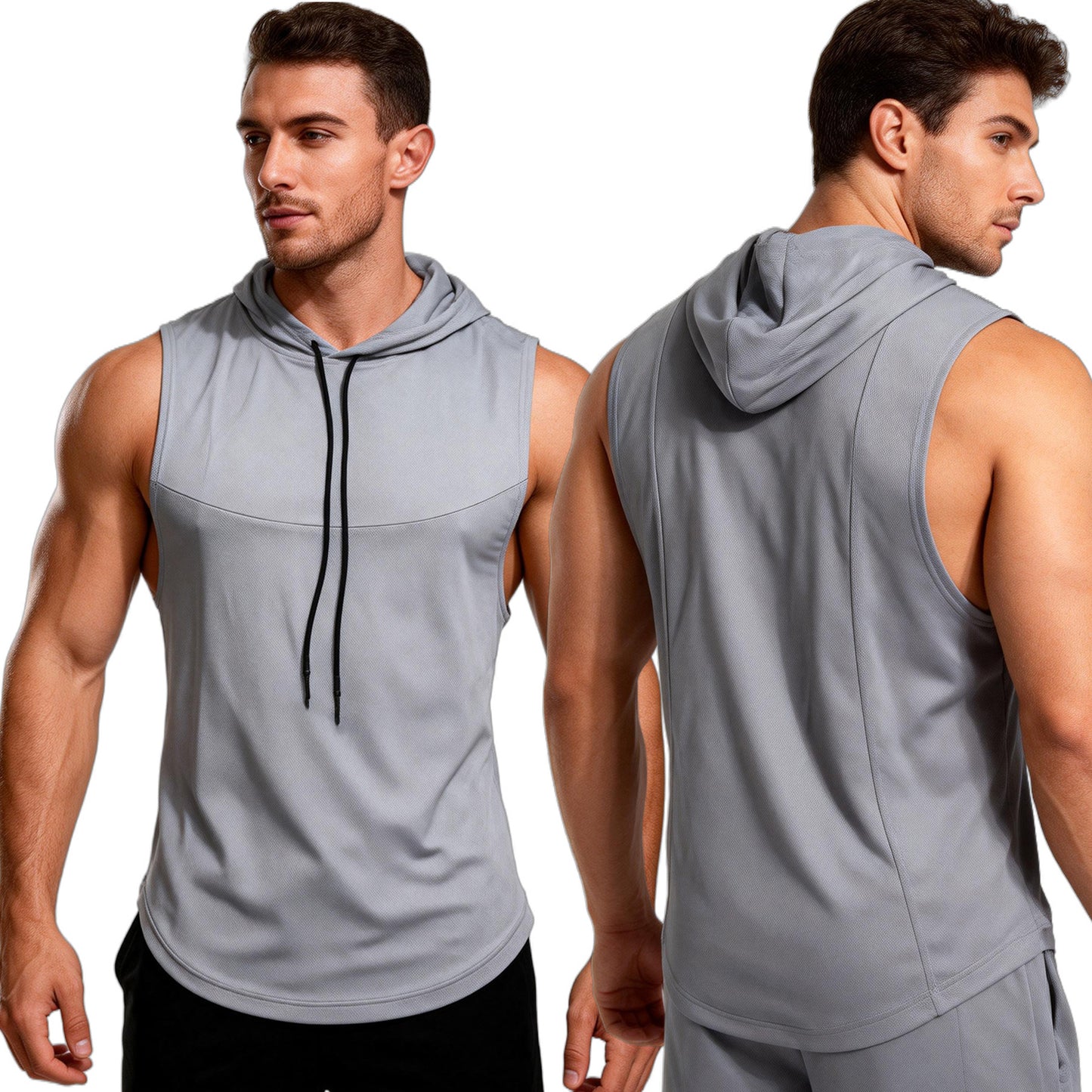 Men's High-Elastic Breathable Fitness Vest With Hood