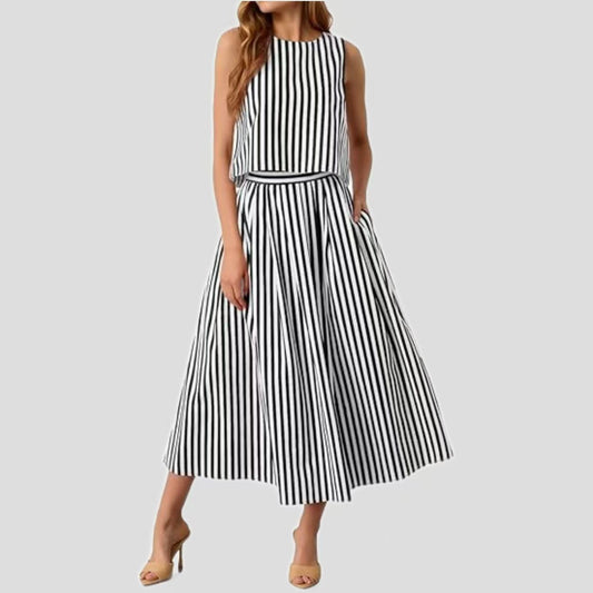 Women's Fashion Casual Striped Vest Set
